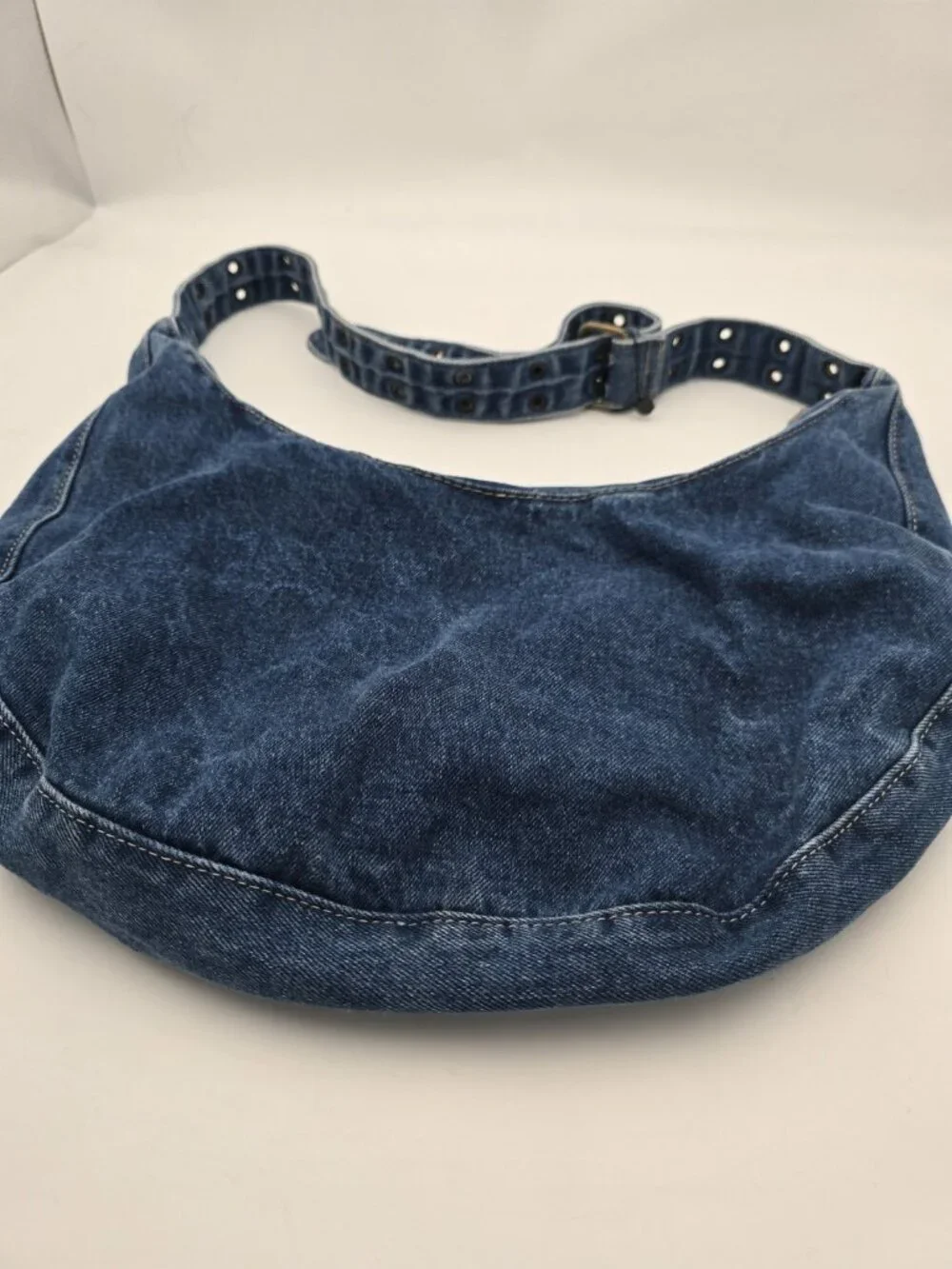 Y2K Denim Hobo Shoulder Bag Blue Jean Purse Large Slouchy Zip Top Boho